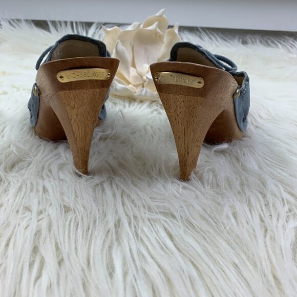 MICHAEL Michael Kors Suede Slip-On Mules With Studs and Wood Heel Women's Size 8 - Picture 8 of 12